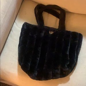 Fuzzy Victoria’s Secret tote bag. Super soft.